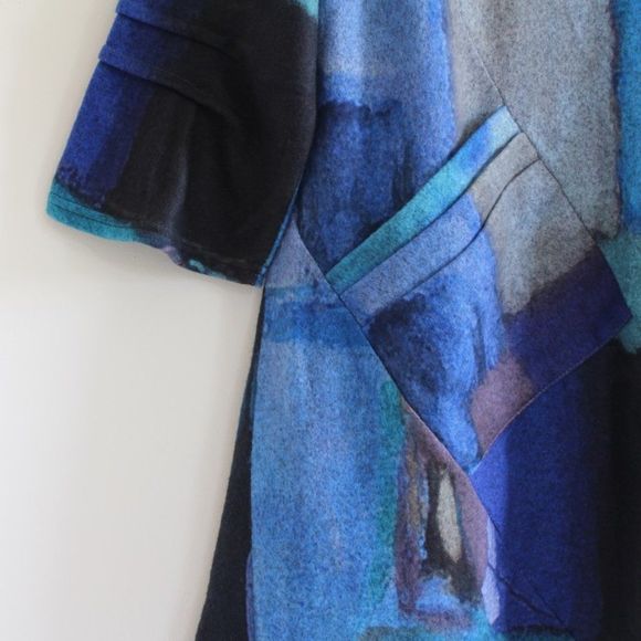 Damee Colorblock Turtleneck Tunic‎ Women's S Oversized Boxy Lagenlook Arttowear - Picture 4 of 11